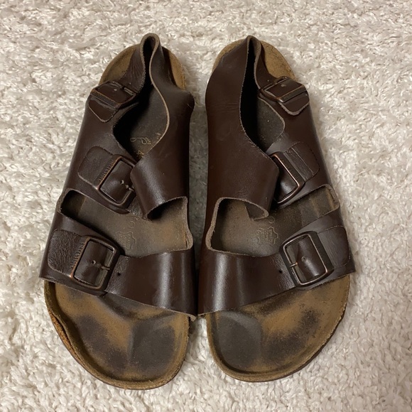 Birkenstock Other - GUC Birkenstock Brown Leather Sandals w/ backstrap